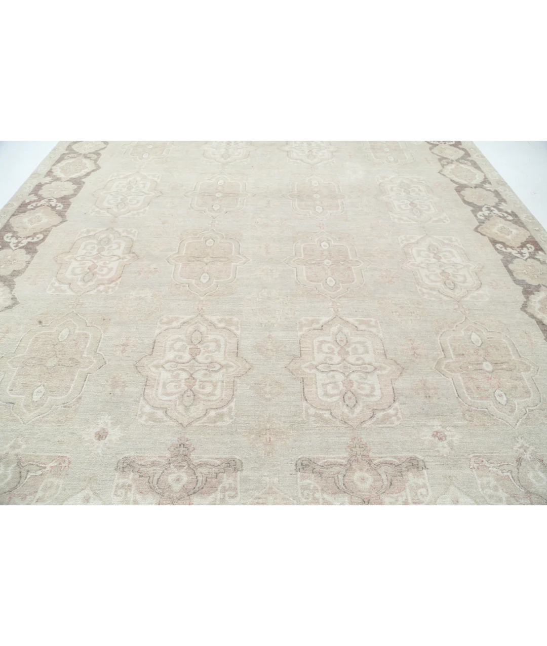 Beige Afghan Serenity Rug 10' 2" x 13' 10" Hand-Knotted | No. AT28910