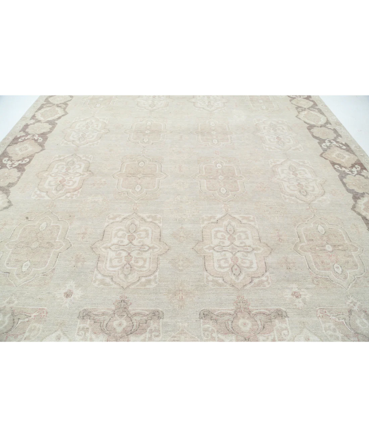 Beige Afghan Serenity Rug 10' 2" x 13' 10" Hand-Knotted | No. AT28910