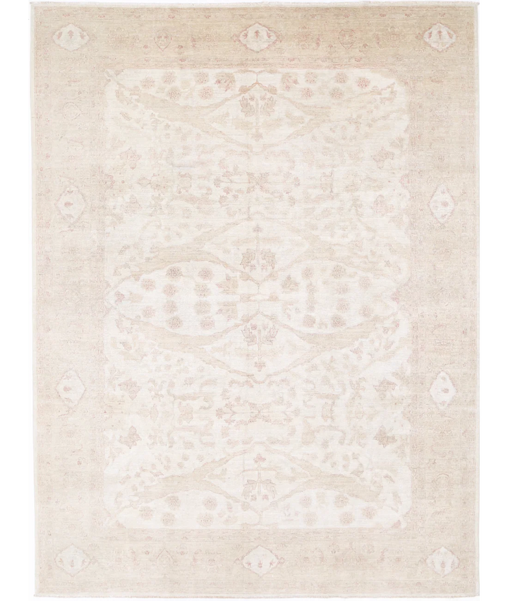 Beige Afghan Serenity Rug 9' 1" x 11' 11" Hand-Knotted | No. AT78500