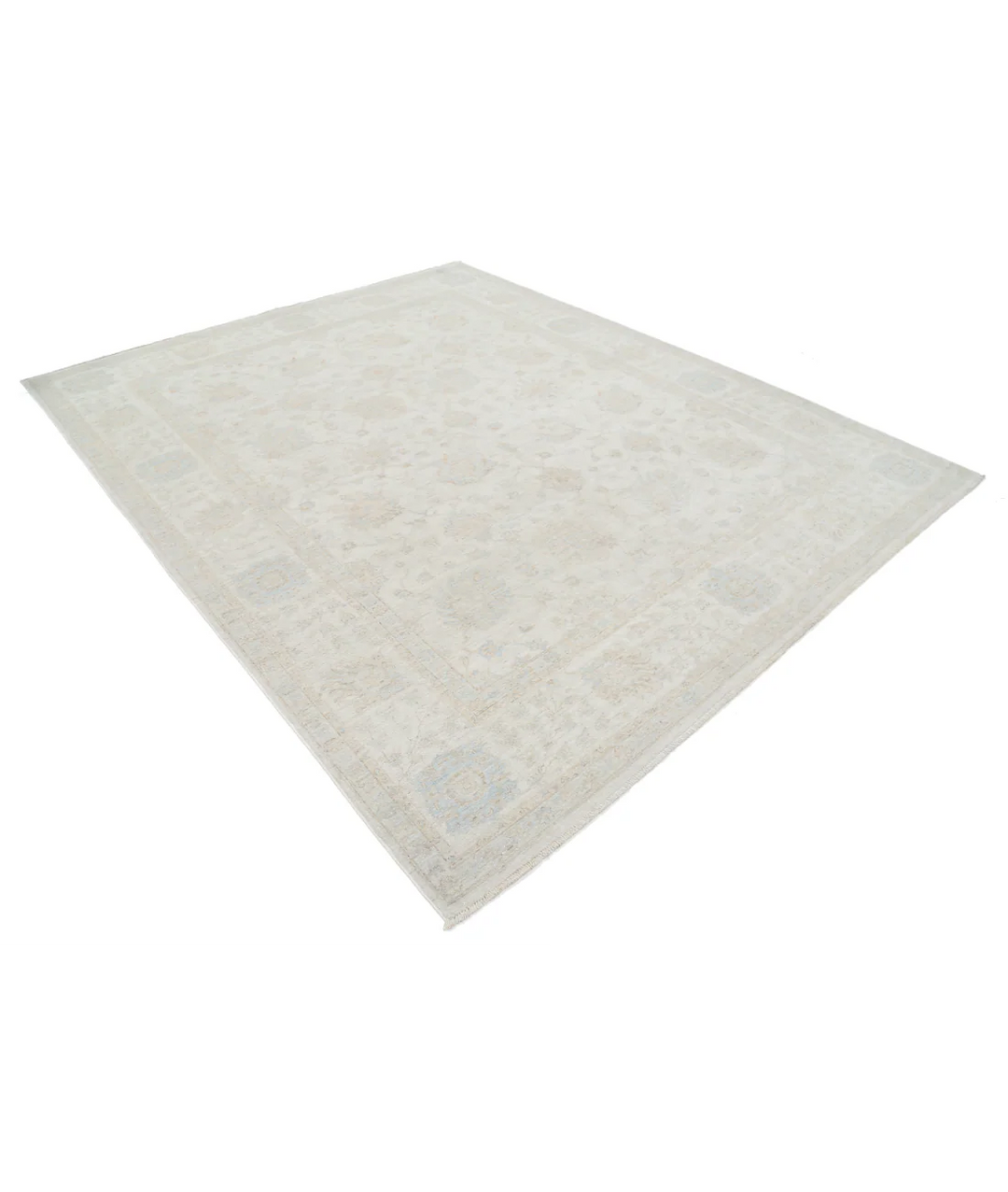 Ivory Afghan Serenity Rug 7' 9" x 9' 8" Hand-Knotted | No. AT52154