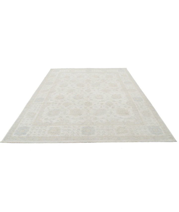 Ivory Afghan Serenity Rug 7' 9" x 9' 8" Hand-Knotted | No. AT52154