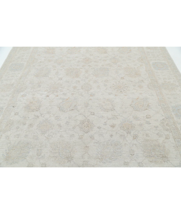Ivory Afghan Serenity Rug 7' 9" x 9' 8" Hand-Knotted | No. AT52154