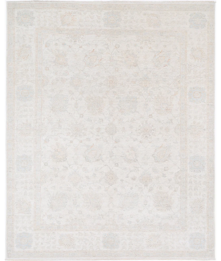 Ivory Afghan Serenity Rug 7' 9" x 9' 8" Hand-Knotted | No. AT52154