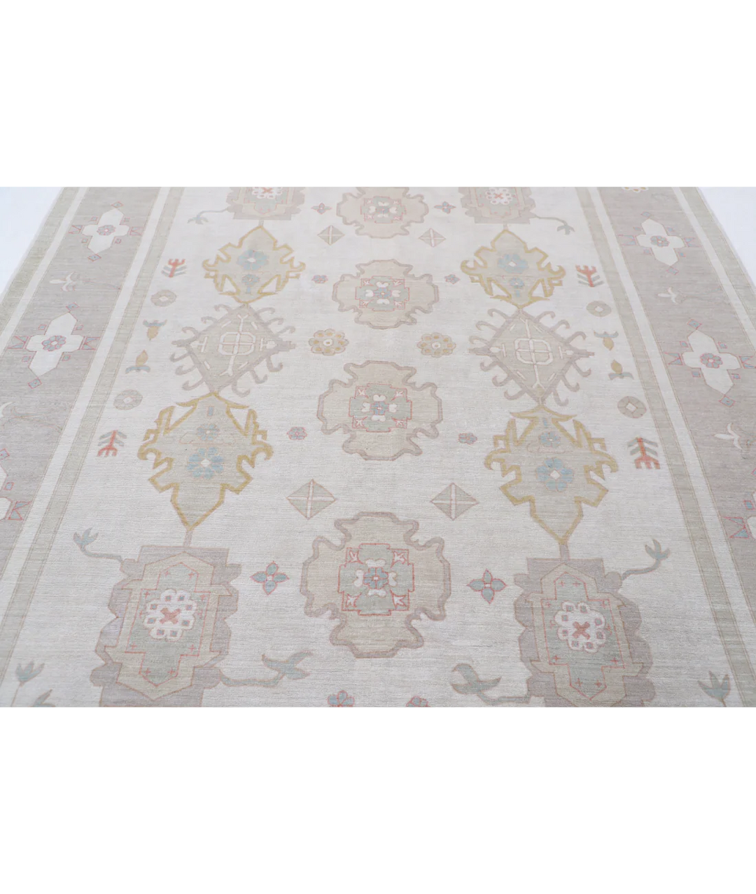 Ivory Afghan Tabriz Rug 7' 10" x 9' 6" Hand-Knotted | No. AT71937