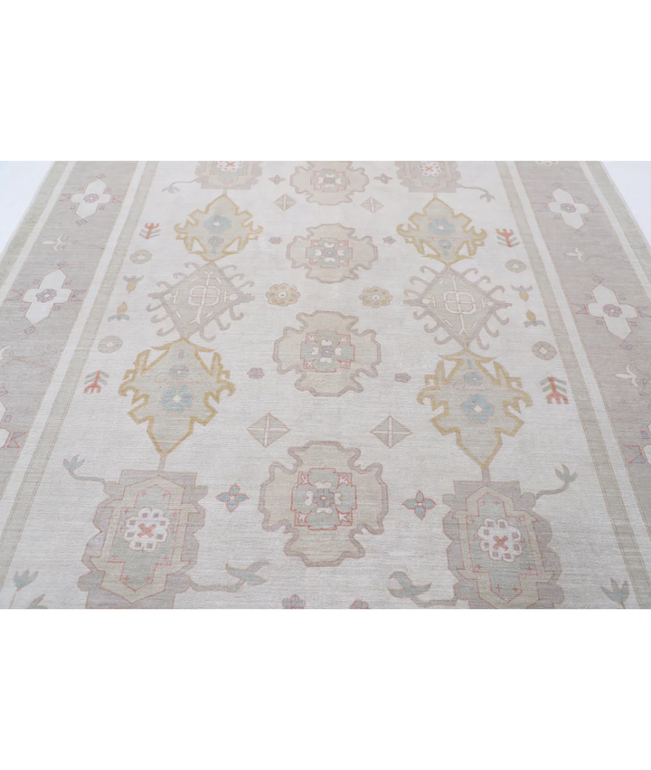 Ivory Afghan Tabriz Rug 7' 10" x 9' 6" Hand-Knotted | No. AT71937