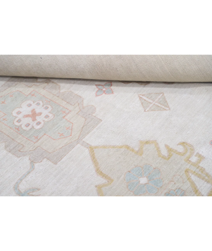 Ivory Afghan Tabriz Rug 7' 10" x 9' 6" Hand-Knotted | No. AT71937
