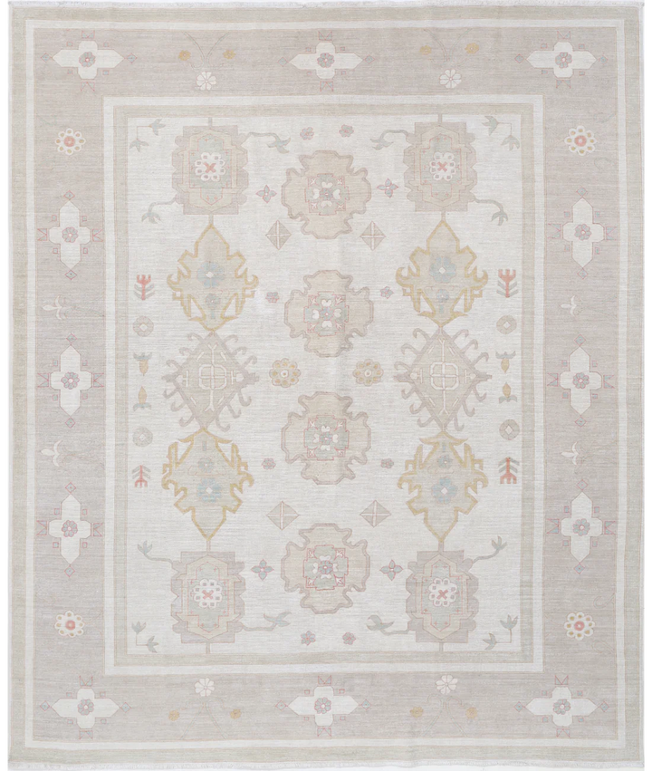 Ivory Afghan Tabriz Rug 7' 10" x 9' 6" Hand-Knotted | No. AT71937