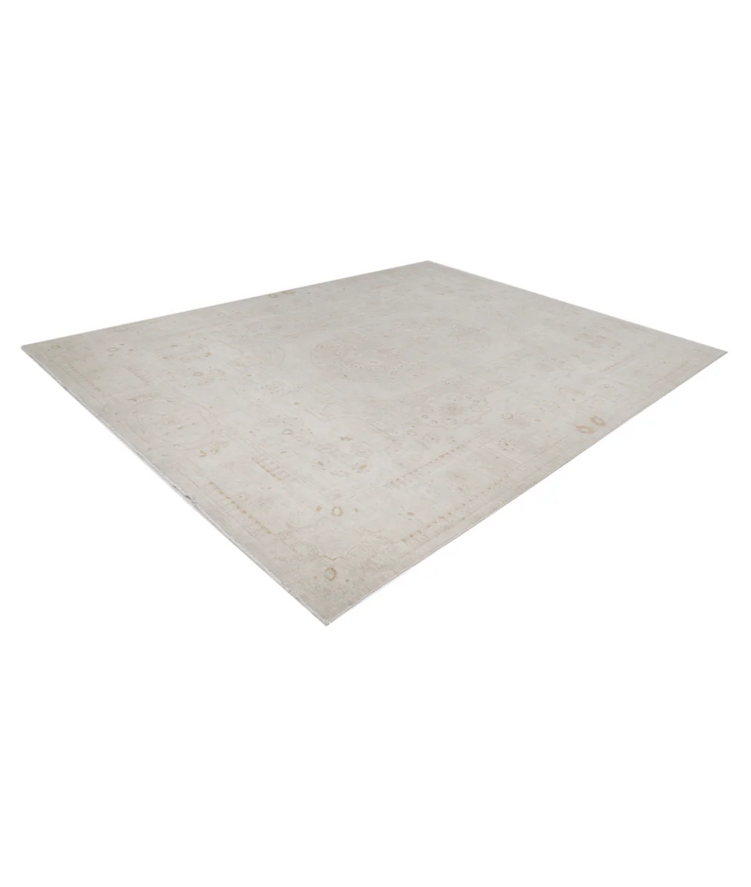 Ivory Afghan Tabriz Rug 8' 10" x 11' 4" Hand-Knotted | No. AT43970