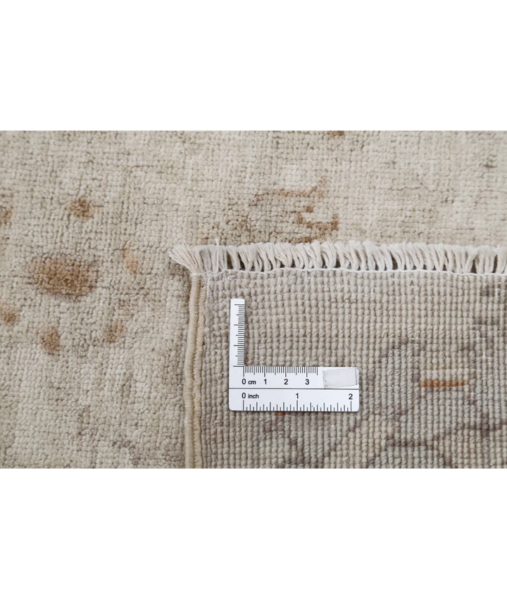 Ivory Afghan Tabriz Rug 8' 10" x 11' 4" Hand-Knotted | No. AT43970