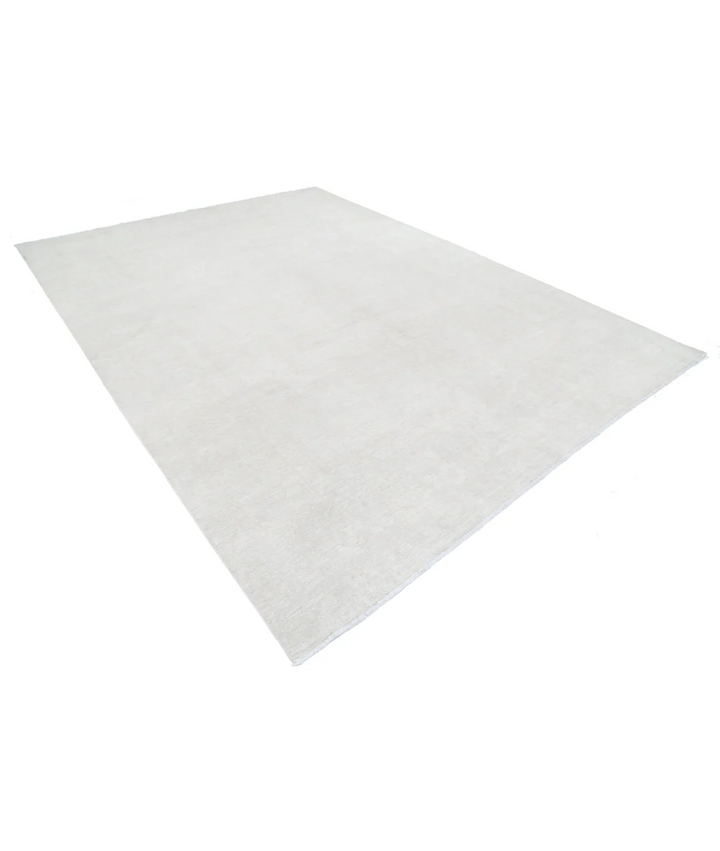 Ivory Afghan Tabriz Rug 8' 9" x 11' 9" Hand-Knotted | No. AT50196