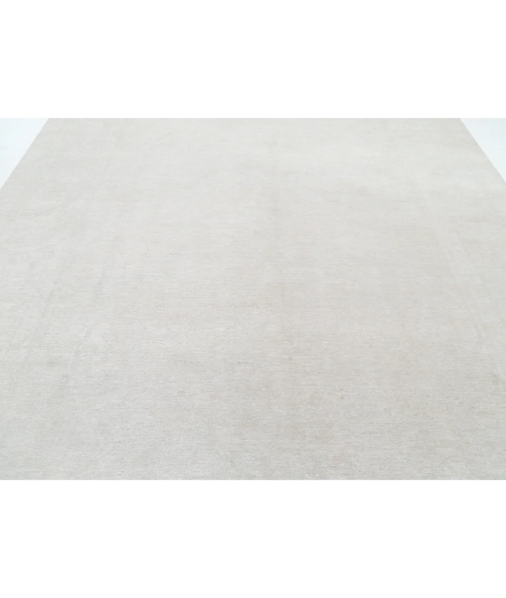 Ivory Afghan Tabriz Rug 8' 9" x 11' 9" Hand-Knotted | No. AT50196