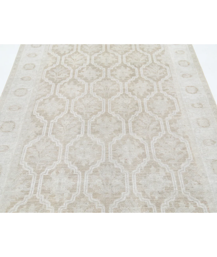 Brown Afghan Tabriz Rug 4' 9" x 12' 0" Hand-Knotted | No. AT55555