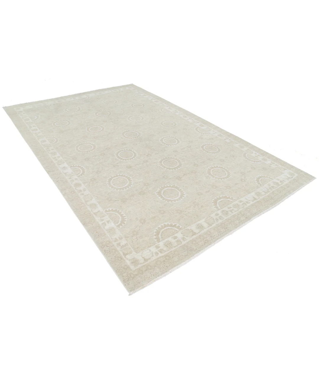 Brown Afghan Tabriz Rug 6' 6" x 9' 11" Hand-Knotted | No. AT35533