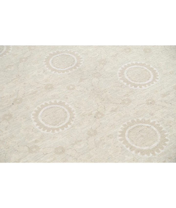 Brown Afghan Tabriz Rug 6' 6" x 9' 11" Hand-Knotted | No. AT35533