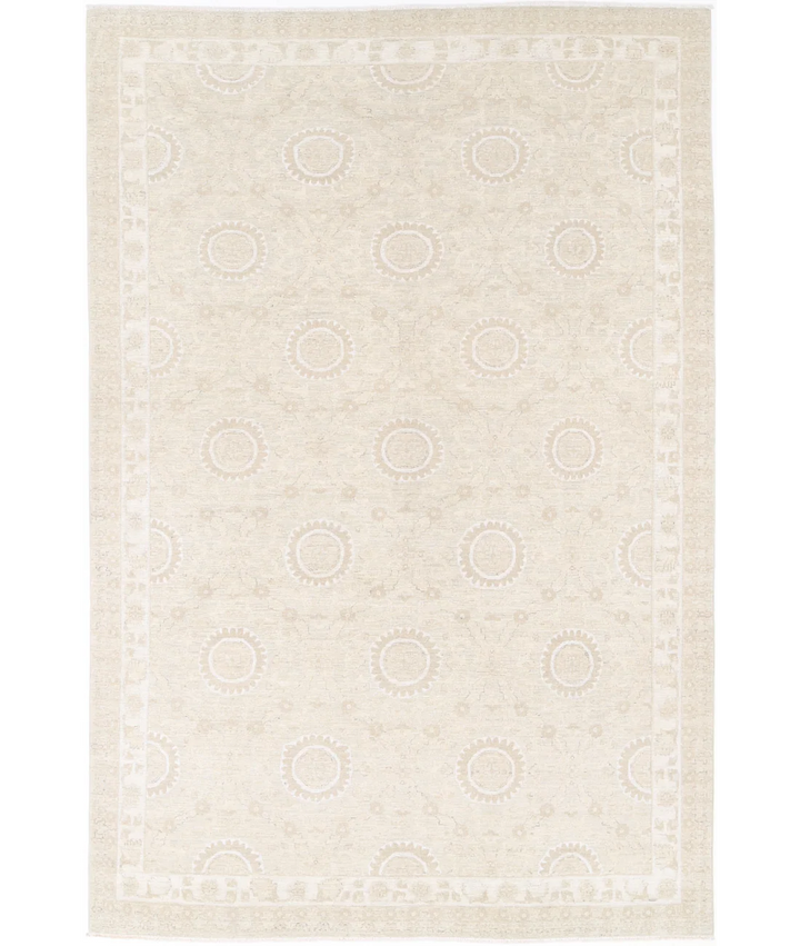 Brown Afghan Tabriz Rug 6' 6" x 9' 11" Hand-Knotted | No. AT35533
