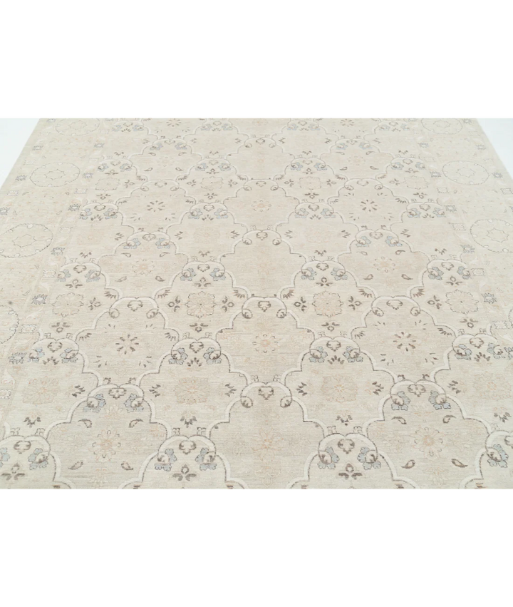 Brown Afghan Tabriz Rug 8' 0" x 10' 1" Hand-Knotted | No. AT66649