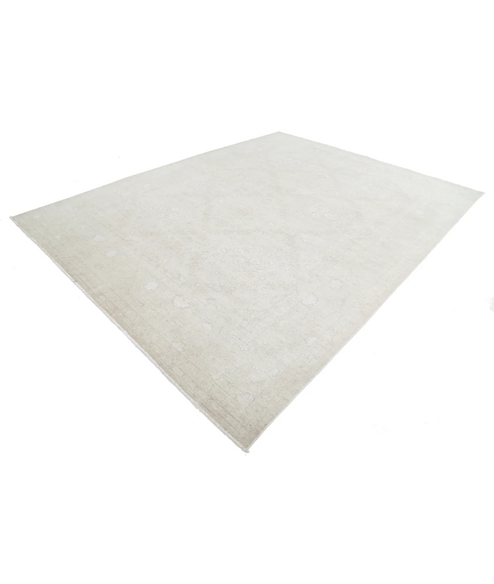 Brown Afghan Tabriz Rug 9' 3" x 11' 10" Hand-Knotted | No. AT47586