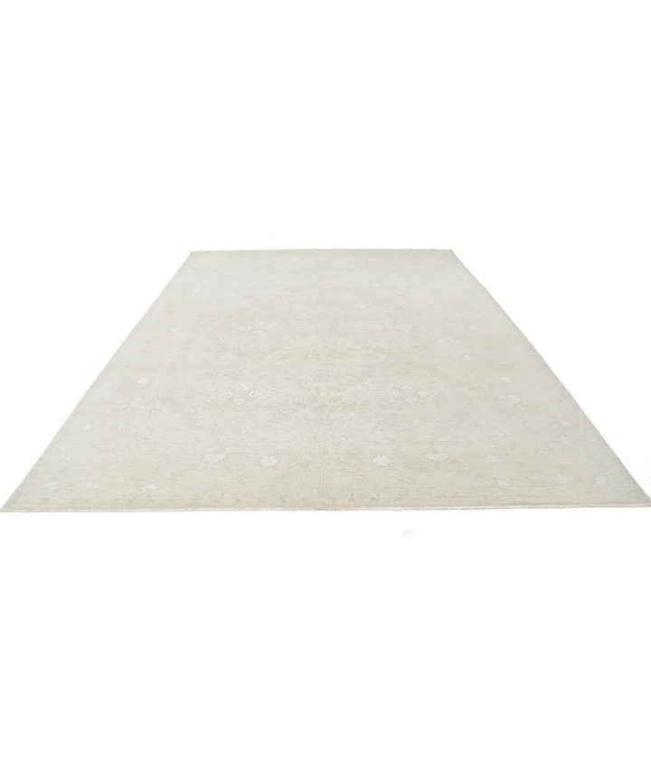 Brown Afghan Tabriz Rug 9' 3" x 11' 10" Hand-Knotted | No. AT47586