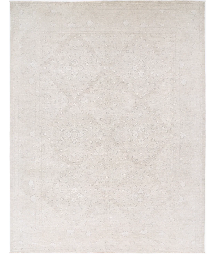 Brown Afghan Tabriz Rug 9' 3" x 11' 10" Hand-Knotted | No. AT47586
