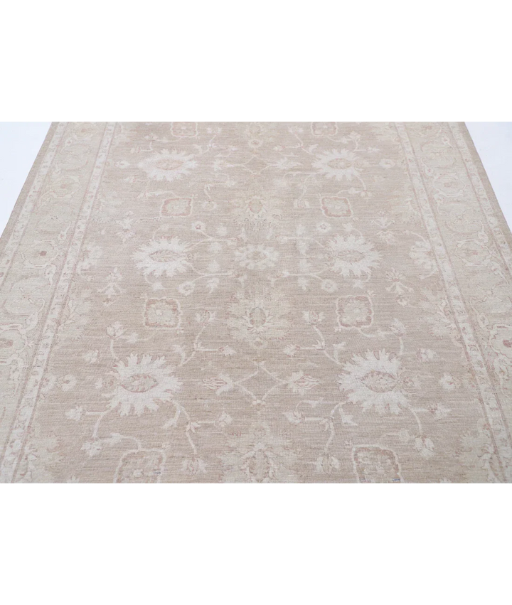Ivory Afghan Tabriz Rug 6' 0" x 8' 4" Hand-Knotted | No. AT65657