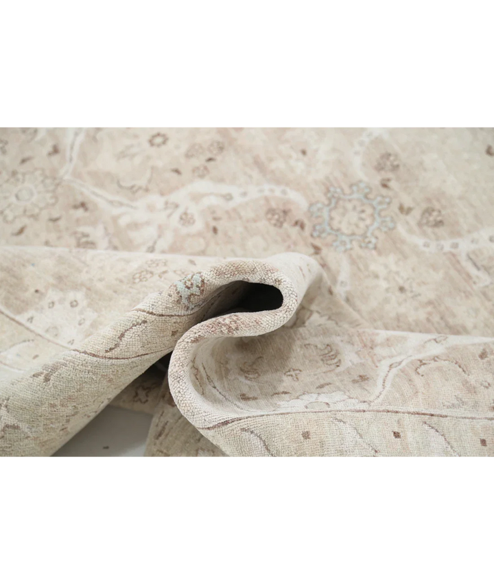 Brown Afghan Tabriz Rug 8' 2" x 10' 2" Hand-Knotted | No. AT99514
