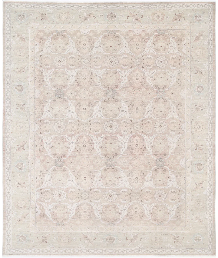 Brown Afghan Tabriz Rug 8' 2" x 10' 2" Hand-Knotted | No. AT99514