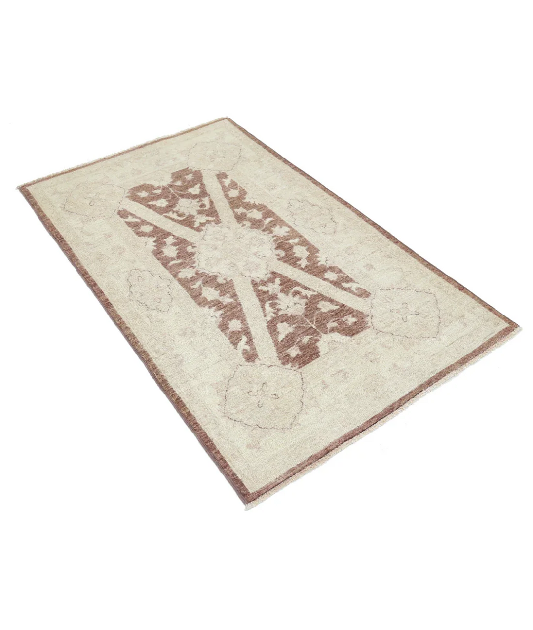 Brown Afghan Serenity Rug 3' 2" x 5' 1" Hand-Knotted | No. AT31422