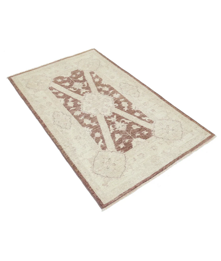 Brown Afghan Serenity Rug 3' 2" x 5' 1" Hand-Knotted | No. AT31422