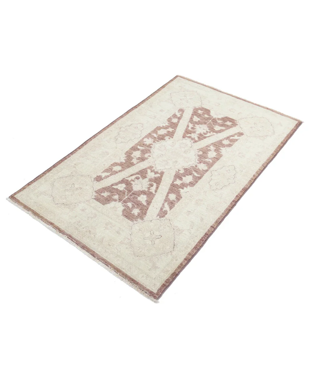 Brown Afghan Serenity Rug 3' 2" x 5' 1" Hand-Knotted | No. AT31422