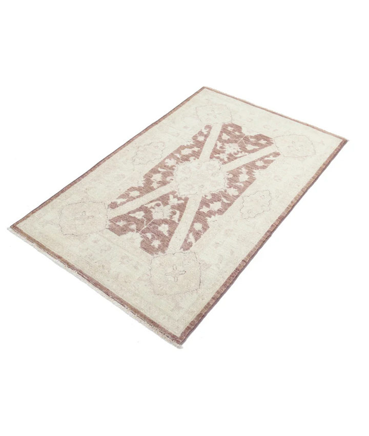 Brown Afghan Serenity Rug 3' 2" x 5' 1" Hand-Knotted | No. AT31422