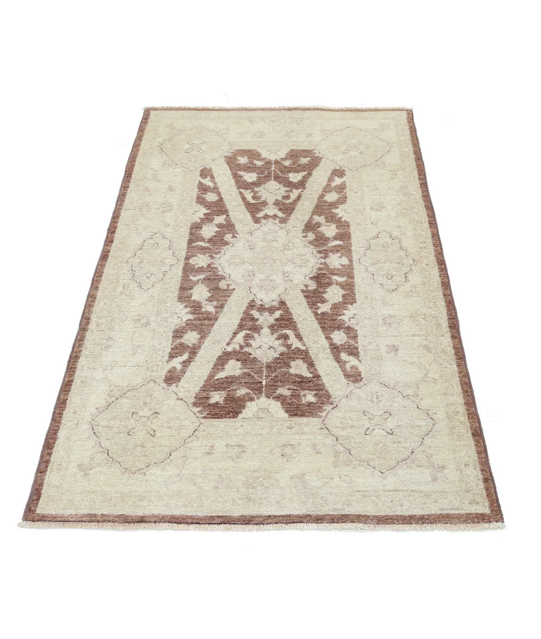 Brown Afghan Serenity Rug 3' 2" x 5' 1" Hand-Knotted | No. AT31422