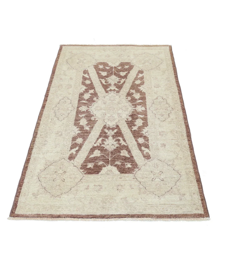 Brown Afghan Serenity Rug 3' 2" x 5' 1" Hand-Knotted | No. AT31422