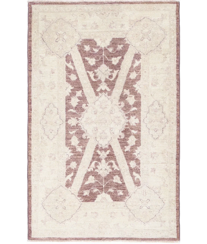 Brown Afghan Serenity Rug 3' 2" x 5' 1" Hand-Knotted | No. AT31422