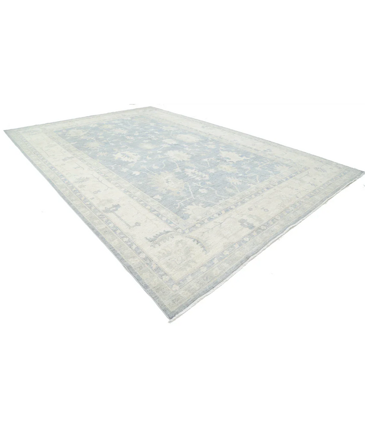 Grey Afghan Oushak Rug 11' 11" x 17' 7" Hand-Knotted field