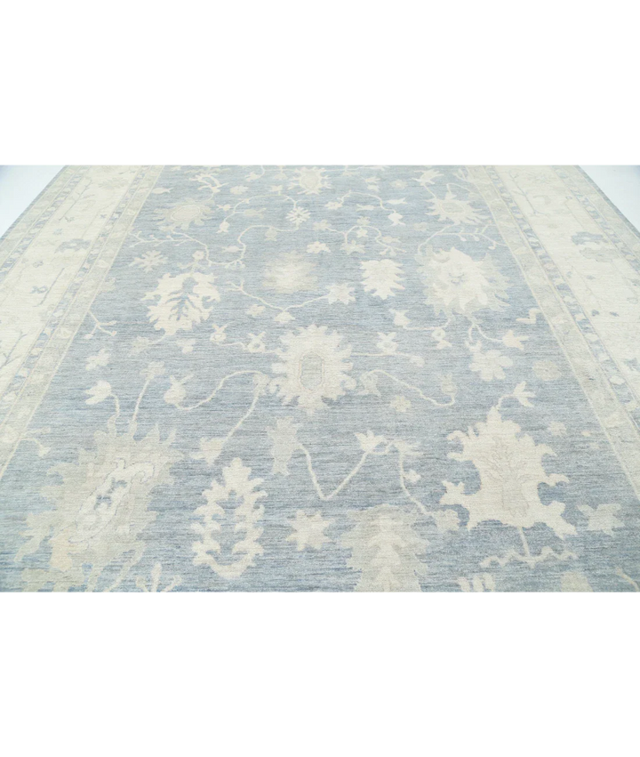 Grey Afghan Oushak Rug 11' 11" x 17' 7" Hand-Knotted close-up