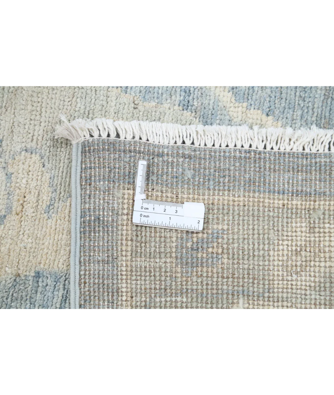 Grey Afghan Oushak Rug 11' 11" x 17' 7" Hand-Knotted detail