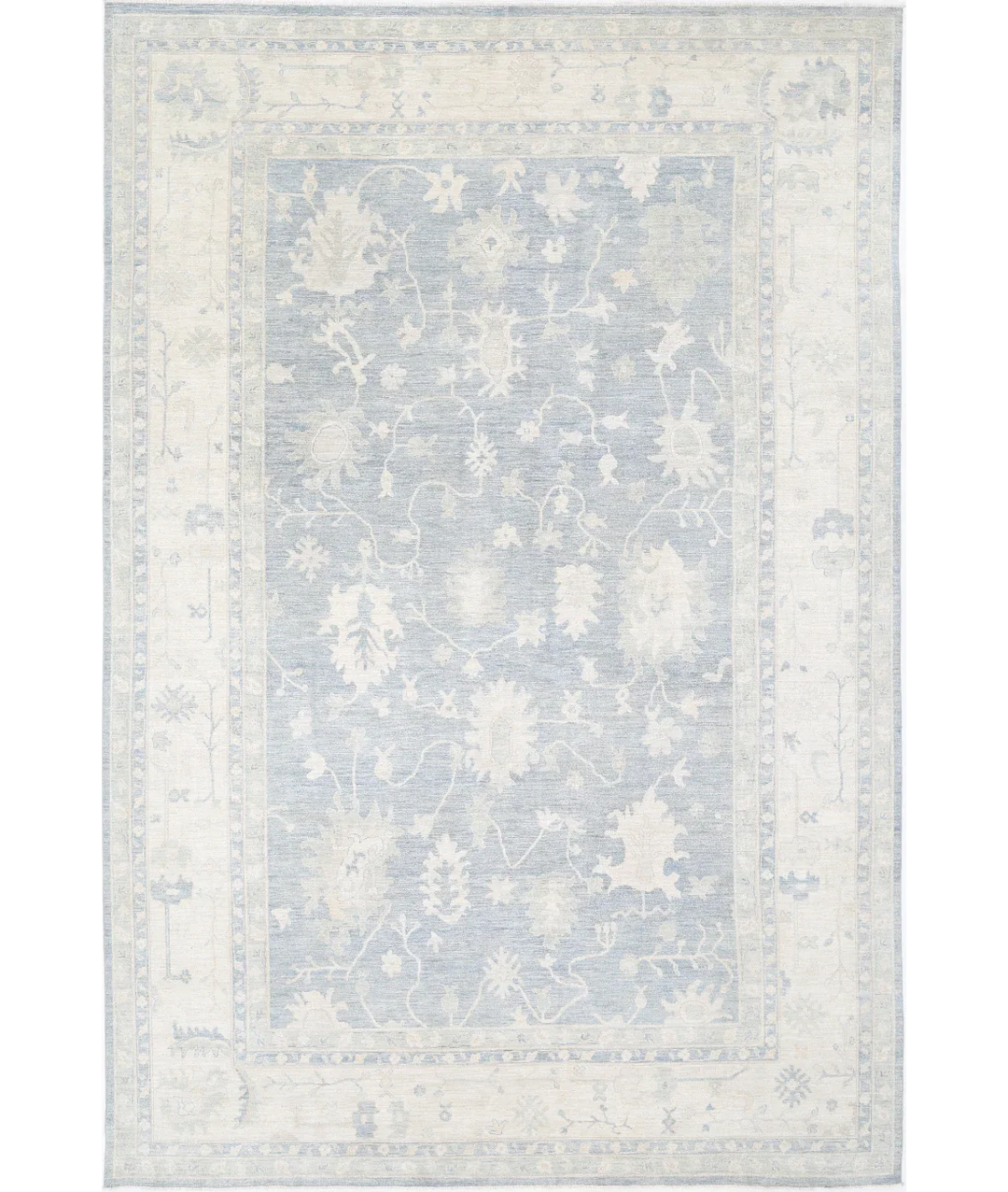Grey Afghan Oushak Rug 11' 11" x 17' 7" Hand-Knotted