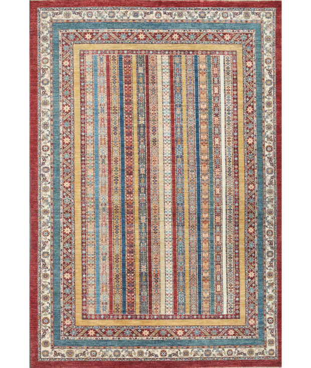 Hand Knotted Shaal Wool Rug 6'  7" x 9'  5" - No. AT83854