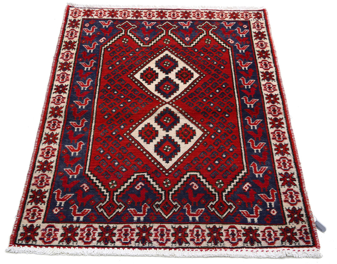 Afghan Shiraz Rug 2' 9" x 3' 9" Hand-Knotted | No. AT83650