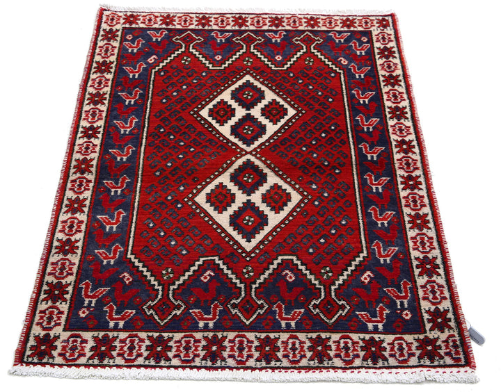 Afghan Shiraz Rug 2' 9" x 3' 9" Hand-Knotted | No. AT83650