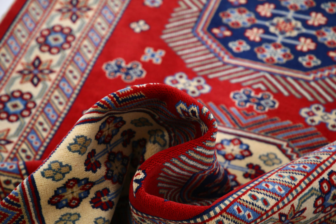 Red Afghan Tribal Rug 3' 3" x 10' 3" Hand-Knotted view