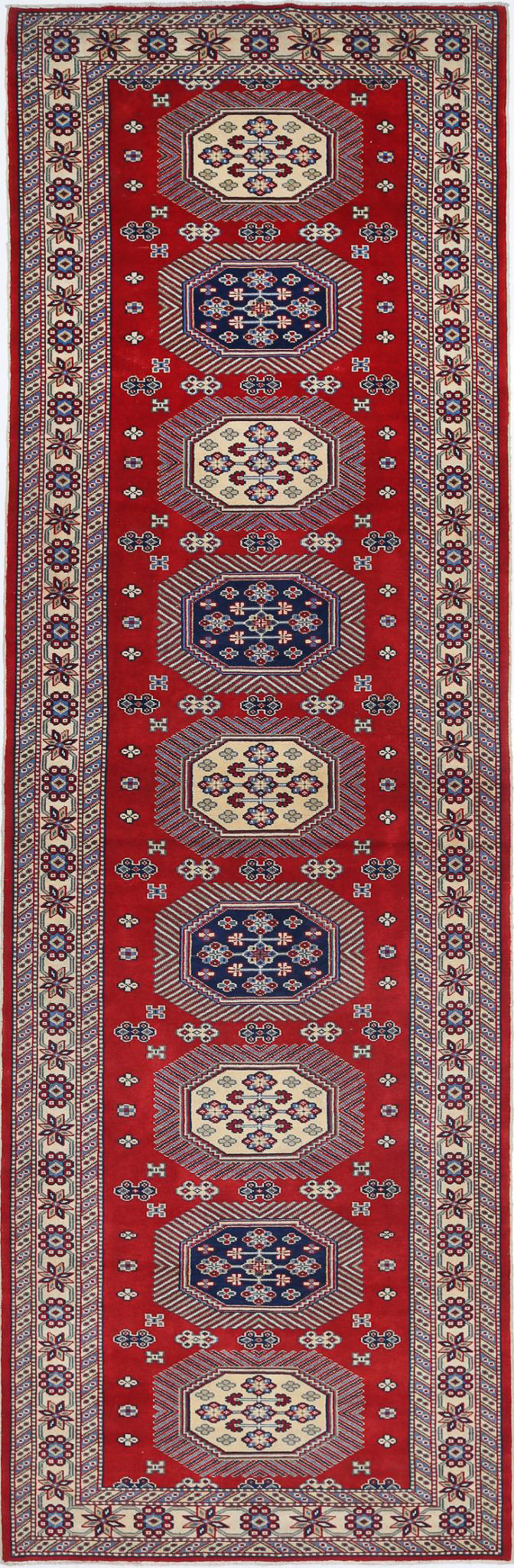 Red Afghan Tribal Rug 3' 3" x 10' 3" Hand-Knotted