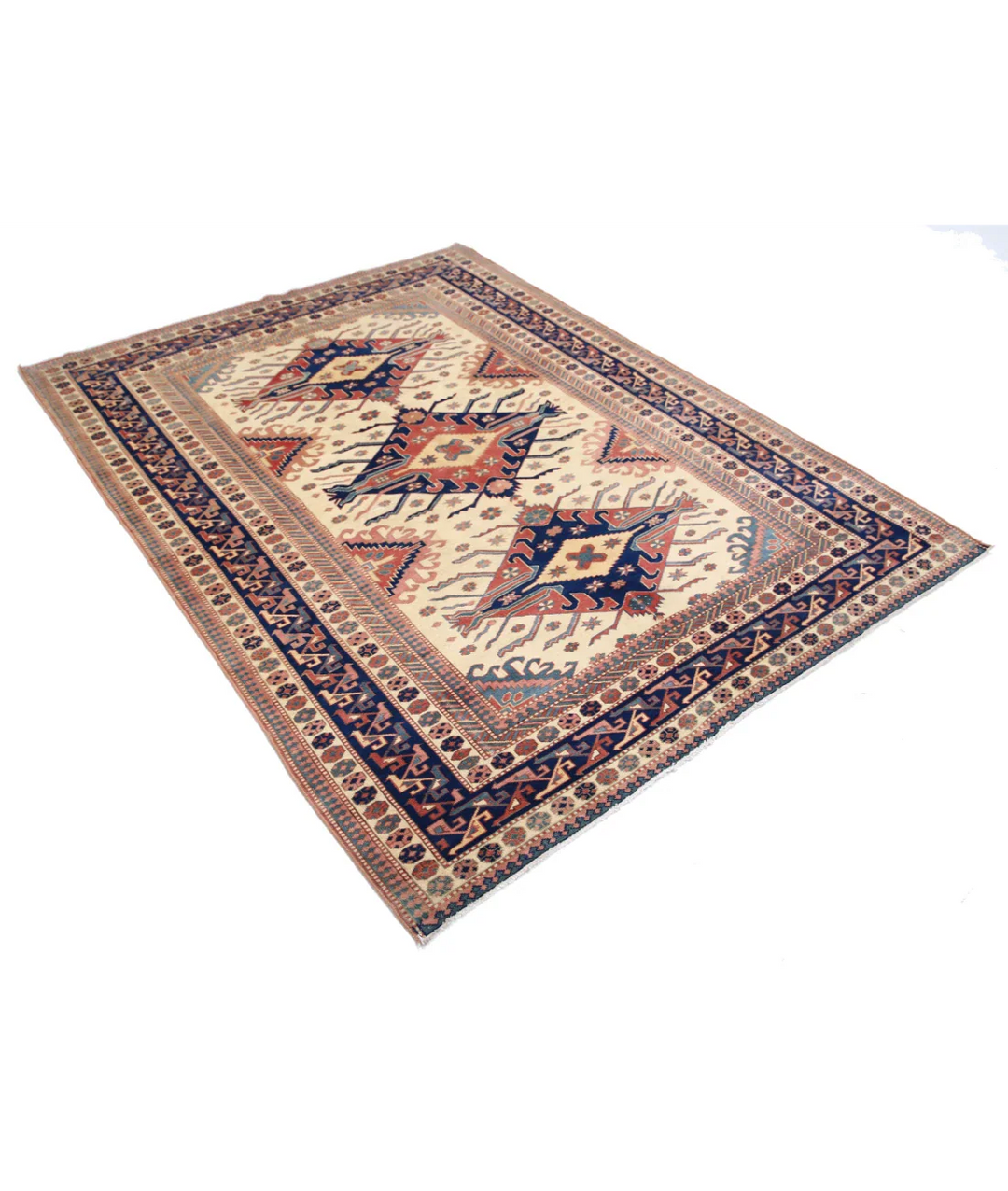 Afghan Tribal Shirvan Rug 5' 3" x 6' 9" Hand-Knotted | No. AT87214