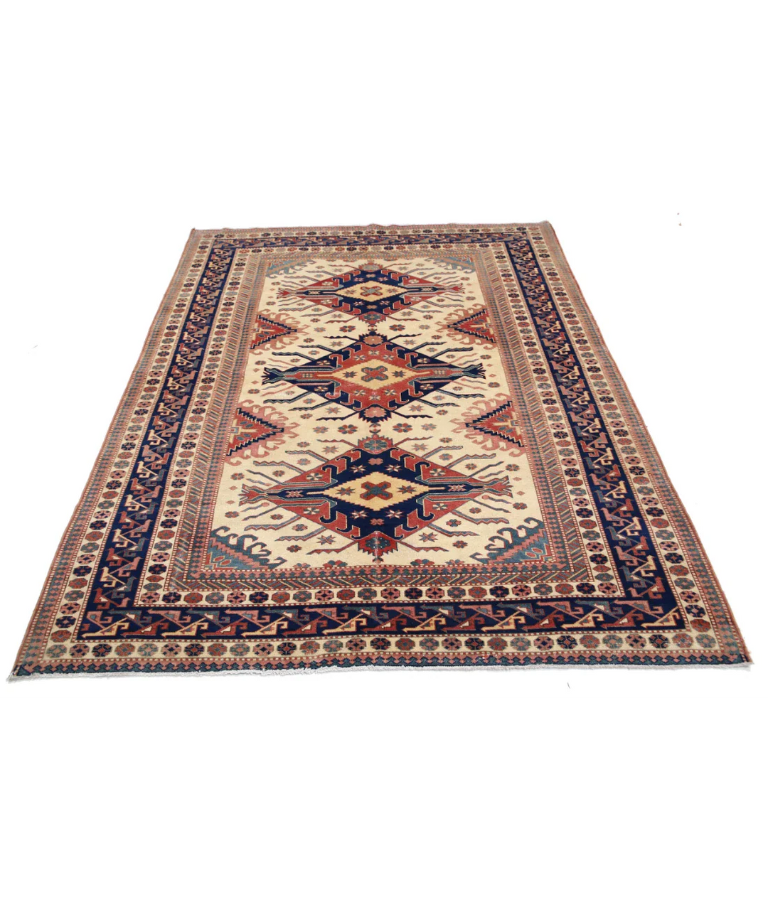 Afghan Tribal Shirvan Rug 5' 3" x 6' 9" Hand-Knotted | No. AT87214