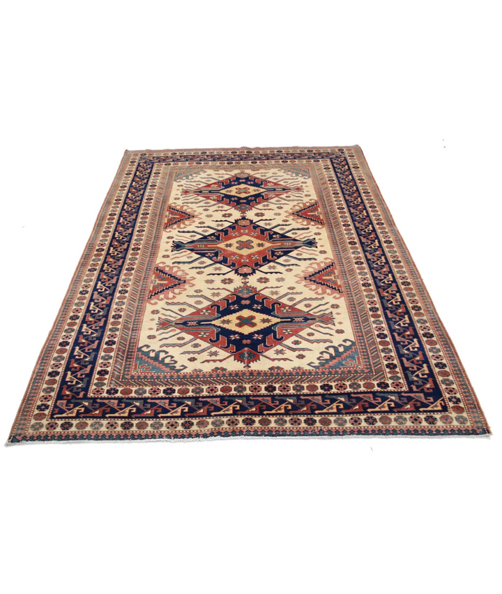 Afghan Tribal Shirvan Rug 5' 3" x 6' 9" Hand-Knotted | No. AT87214