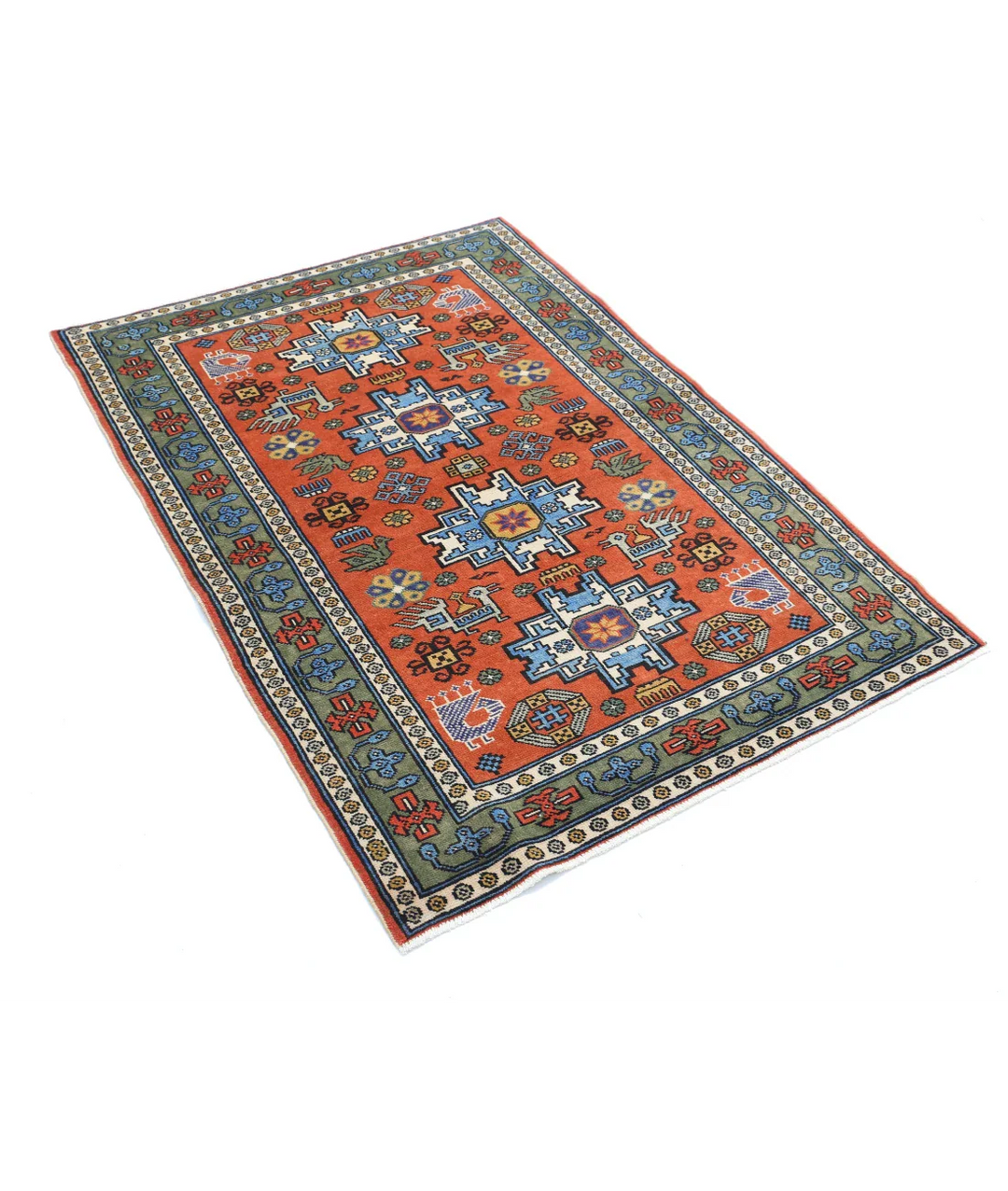 Afghan Shirvan Rug 3' 7" x 5' 0" Hand-Knotted | No. AT13824