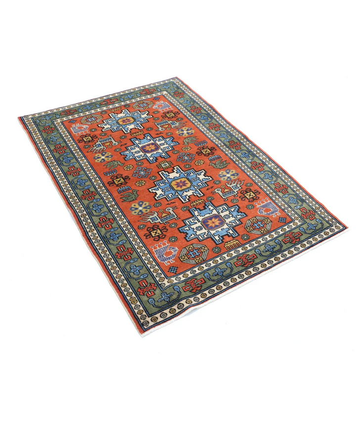 Afghan Shirvan Rug 3' 7" x 5' 0" Hand-Knotted | No. AT13824