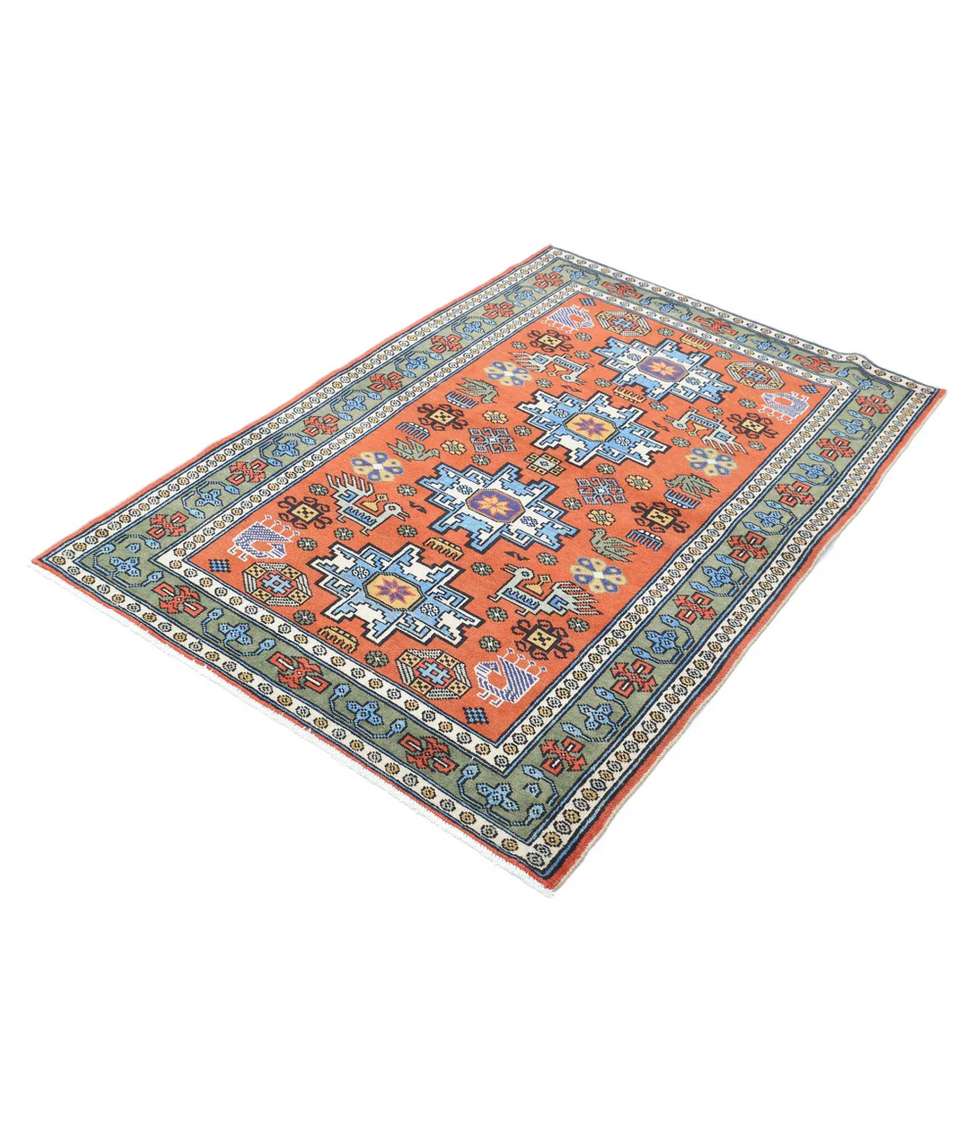 Afghan Shirvan Rug 3' 7" x 5' 0" Hand-Knotted | No. AT13824