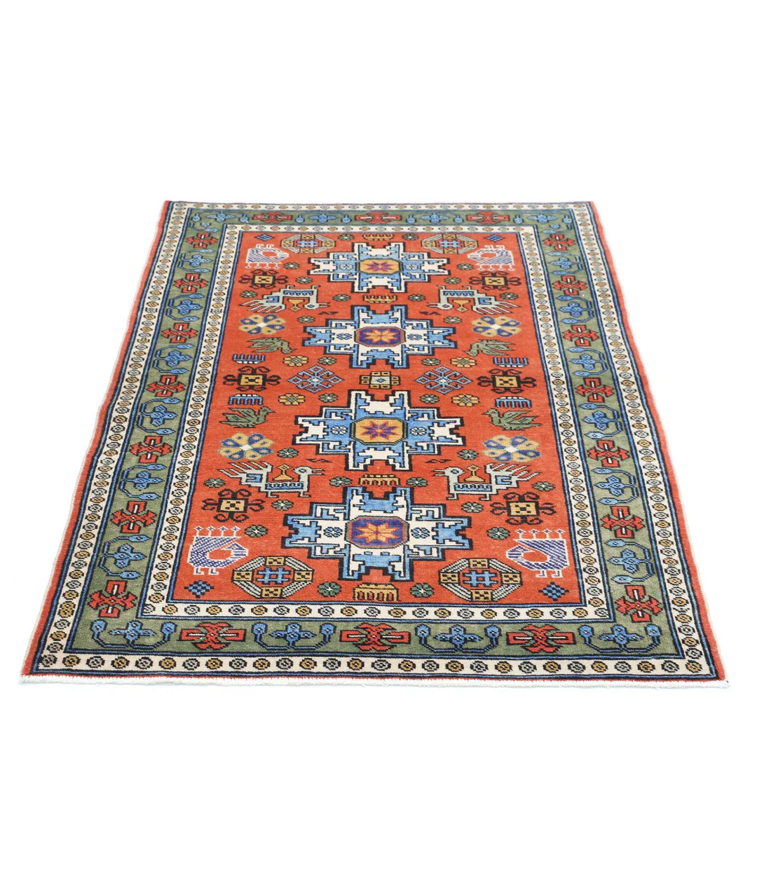 Afghan Shirvan Rug 3' 7" x 5' 0" Hand-Knotted | No. AT13824