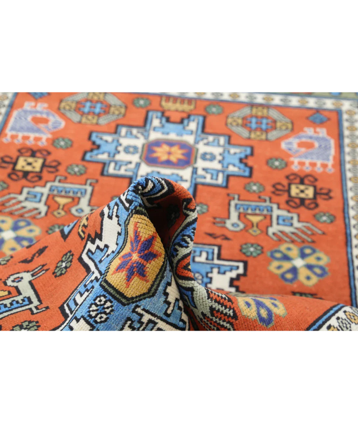 Afghan Shirvan Rug 3' 7" x 5' 0" Hand-Knotted | No. AT13824